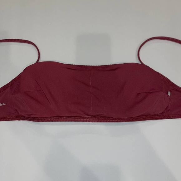 Aerie Bikini Top Womens Large Red Maroon Swim Bandeau Beach Pool Vacation - Picture 2 of 4
